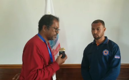 Coach and coordinator Helder Brito celebrates brilliant performance of Brava's swimming team