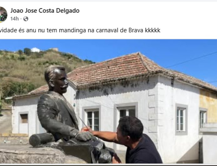 João José Delgado made a comparison that he considered offensive, associating the current coloring of the statue with the figure of a "mandinga".